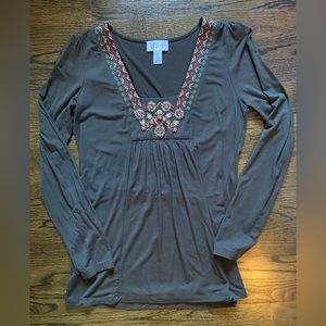 Embroidered and embellished tunic top